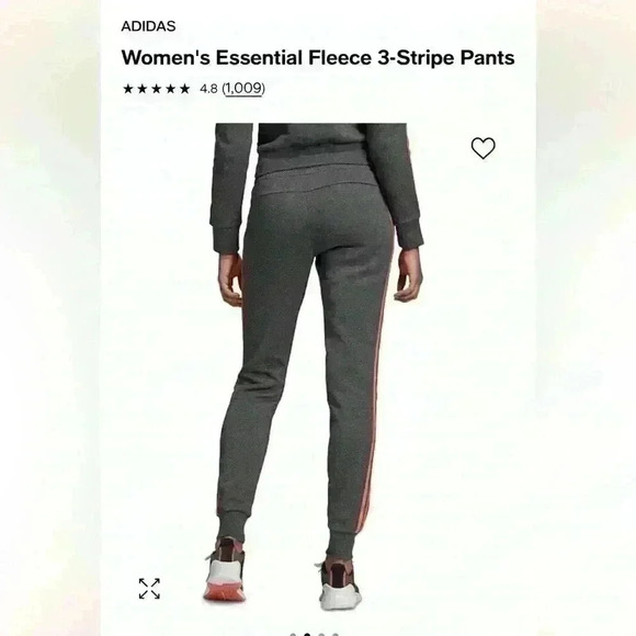 Adidas Women’s 3 Stripe Cotton Fleece Sweatpants Jogger, Size XS, Gray w/ Mango - Picture 13 of 16
